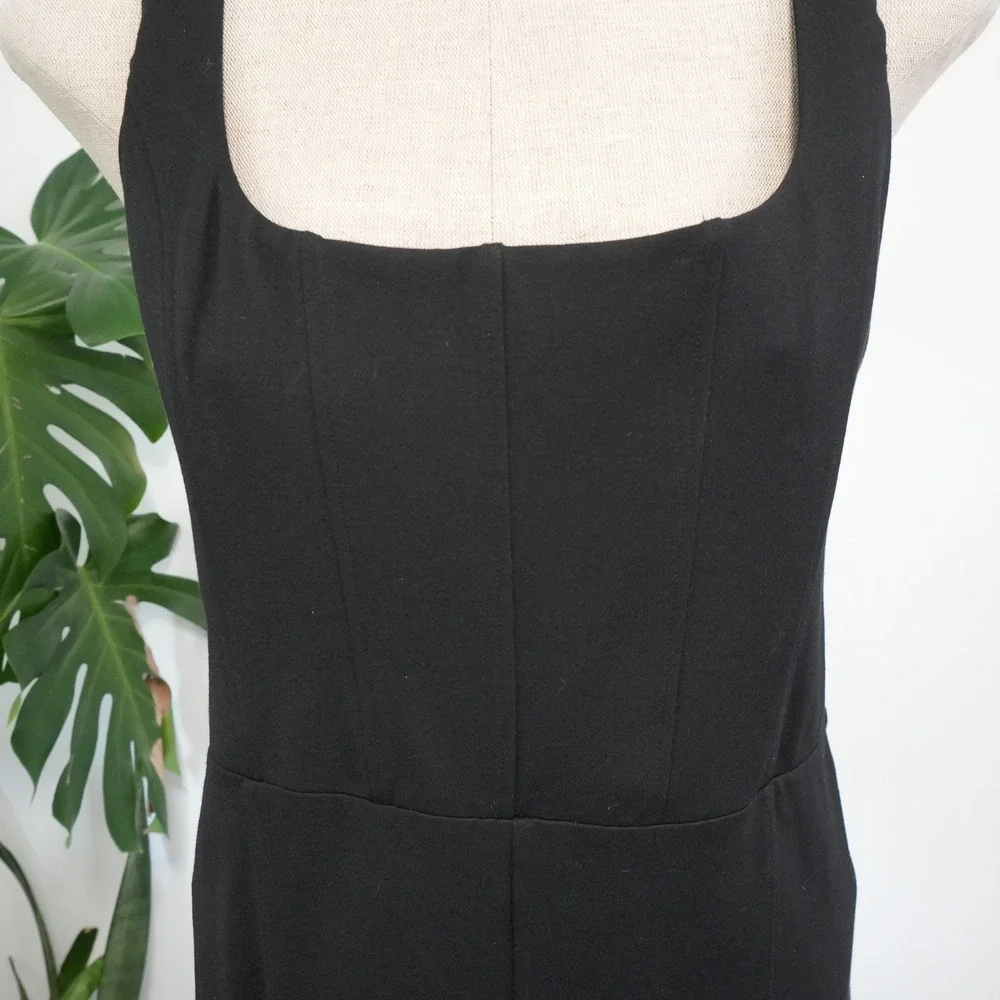 NBD Jumpsuit XL Black Corset Bodice Square Neck Wide Leg Cropped Sleeveless